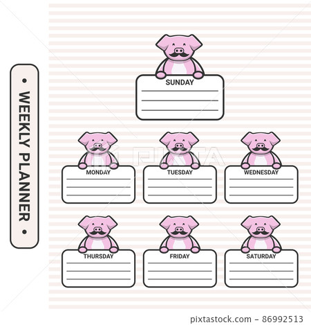 children weekly planner with pig children weekly planner with pig 86992513