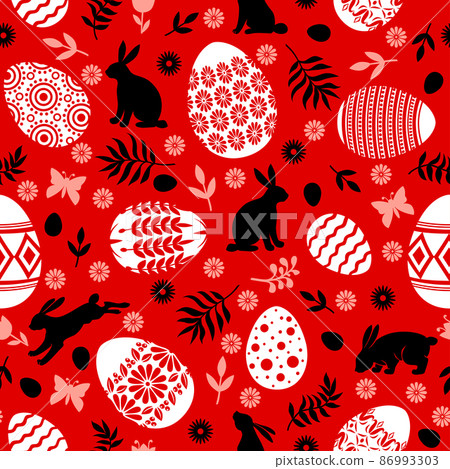 Easter pattern seamless with eggs and... - Stock Illustration [86993303 ...