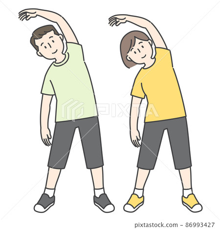 Young men and women playing gym Young men and women playing gym 86993427