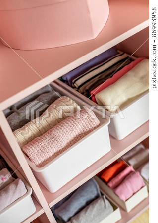Female kid pink closet with comfortable vertical storage clothes organization case box Female kid pink closet with comfortable vertical storage clothes organization case box 86993958