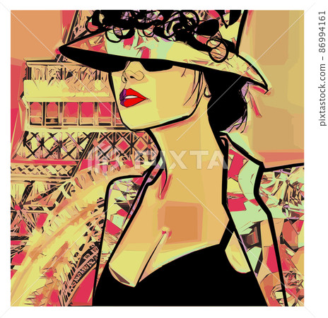 Beautiful young sexy fashion model with hat in Paris 86994161