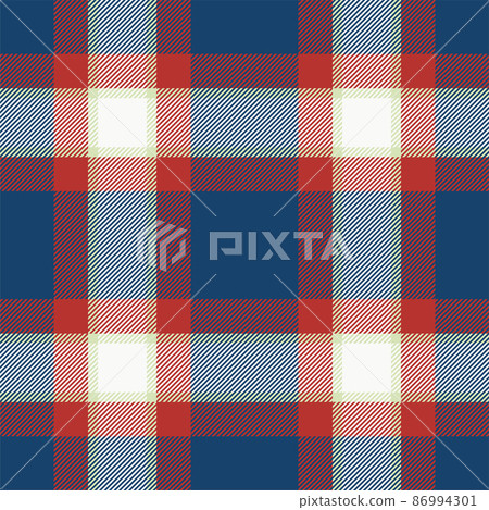 Plaid seamless pattern in blue. Check fabric texture. Vector textile print. 86994301
