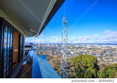 Komaki City Komaki City History Museum (Komaki Castle) aviation obstruction lights and a view of Komaki city 86994892