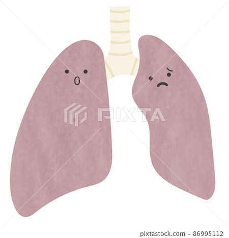 Illustration of the left lung of a surprised face and the right lung of a troubled face Illustration of the left lung of a surprised face and the right lung of a troubled face 86995112