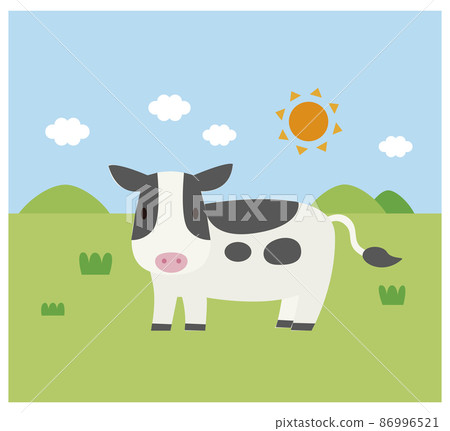 Illustration of a simple and cute farm cow Illustration of a simple and cute farm cow 86996521