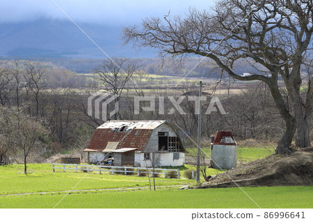 Scenery with a ranch in the southern Hokkaido region 86996641