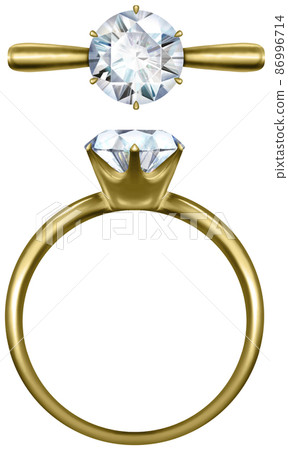 April birthstone, jewel, diamond gold ring, ring set, vector material 86996714
