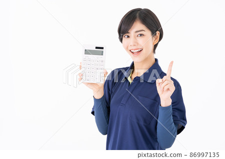 A young female care worker with a white background A young female care worker with a white background 86997135