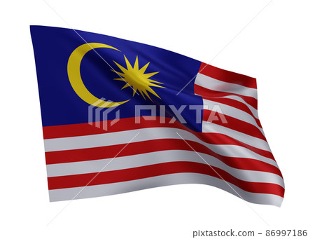 3d illustration flag of Malaysia. Malaysian high resolution flag isolated against white background. 3d rendering 86997186