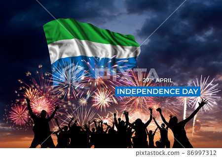Majestic fireworks and flag of Sierra Leone 86997312