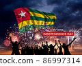 Majestic fireworks and flag of Togo 86997314