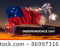 Sky with majestic fireworks and flag of Samoa 86997316