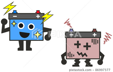 Comparison illustration of new battery and old storage battery 86997377