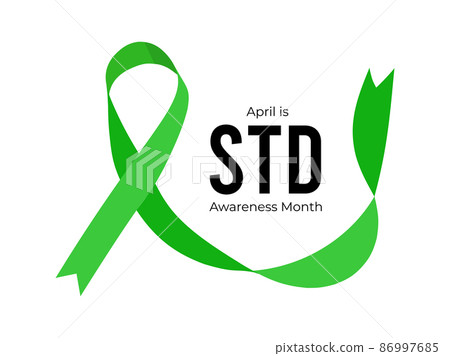 STD Awareness Month. Vector illustraion with green ribbon on white STD Awareness Month. Vector illustraion with green ribbon on white 86997685