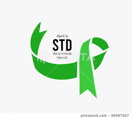 STD Awareness Month. Vector illustraion with green ribbon on white STD Awareness Month. Vector illustraion with green ribbon on white 86997687
