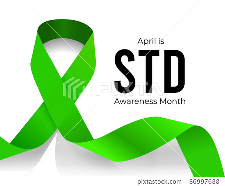STD Awareness Month. Vector illustraion with green ribbon on white STD Awareness Month. Vector illustraion with green ribbon on white 86997688