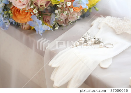 Wedding bride gloves and earrings 87000056