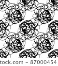 Vector Messy Brush Seamless Pattern Grange Minimalist Geometric Design in Black Color. Modern Grung Collage Background 87000454