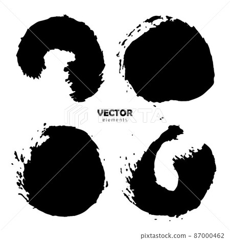 Grunge Vector Set of brush Circle Round Black color on white background. Hand painted grange elements. Ink drawing. Dirty artistic design Grunge Vector Set of brush Circle Round Black color on white background. Hand painted grange elements. Ink drawing. Dirty artistic design 87000462
