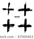 Vector Set of Brush Cross Pluse Black color on white background. Hand painted grange elements. Ink drawing. Dirty artistic design . Place for text, quote, information, company name. 87000463