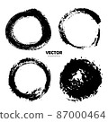 Vector Set of brush Circle Round Black color on white background. Hand painted grange elements. Ink drawing. Dirty artistic design . Place for text, quote, information, company name. 87000464