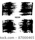 Grunge Set Brush Shape Vector Strokes in Black color on white background. Hand painted grange elements. Ink drawing. Dirty artistic design . Place for text, quote, information, company name. 87000465