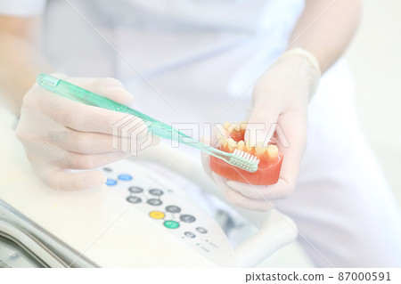 Teaching toothpaste brushing using a model at a dentist 87000591