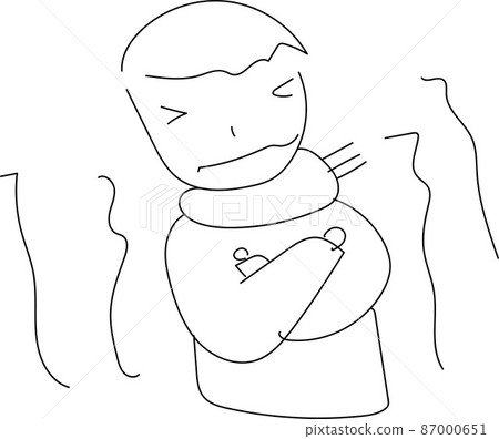 一個男孩在寒冷中顫抖的素描 一個男孩在寒冷中顫抖的素描 87000651