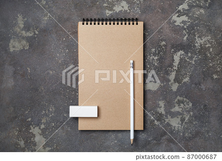 Blank notebook, pencil, eraser Blank notebook, pencil, eraser 87000687