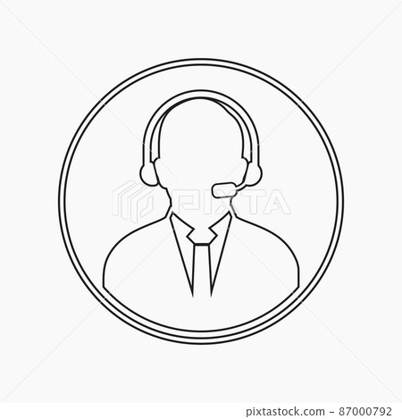 Call centre operator icon with headphone symbol. Line style vector EPS. Call centre operator icon with headphone symbol. Line style vector EPS. 87000792