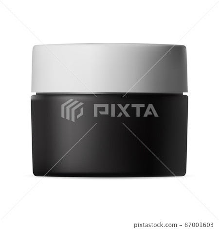 Black plastic cream jar white lid. Beauty cosmetic Black plastic cream jar white lid. Beauty cosmetic 87001603