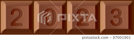 Vector sign for the celebration of the new year printed on blocks of chocolate bar Vector sign for the celebration of the new year printed on blocks of chocolate bar 87001901