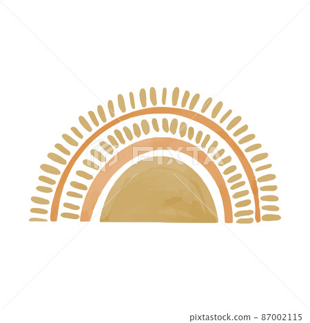 Space objects hand drawn with watercolors in boho style. Vector illustration. Sun painted with paints for children's design. Space objects hand drawn with watercolors in boho style. Vector illustration. Sun painted with paints for children's design. 87002115