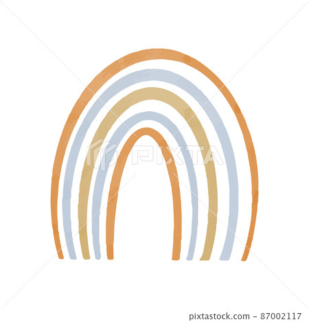 Space objects hand drawn with watercolors in boho style. Vector illustration. Rainbow painted with paints for children's design. Space objects hand drawn with watercolors in boho style. Vector illustration. Rainbow painted with paints for children's design. 87002117