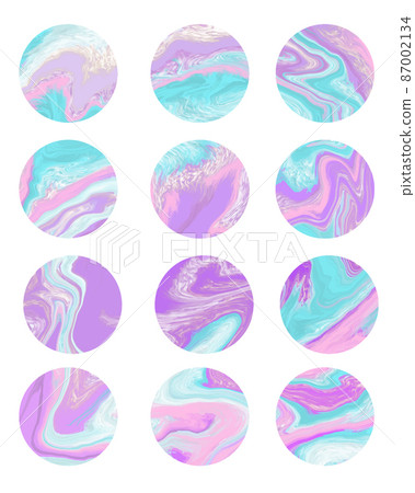 Highlight vector illustration. Icons set for social media. Collection of pink flat line covers for female. 87002134