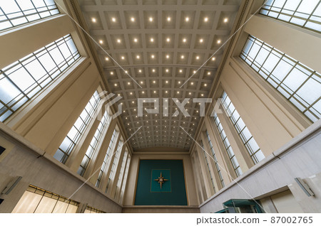 Brussels, Belgium - Decorated ceiling of the main entrance hall and waiting room of the Brussels North Railwaystation Brussels, Belgium - Decorated ceiling of the main entrance hall and waiting room of the Brussels North Railwaystation 87002765