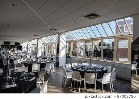 Molenbeek, Brussels / Belgium - The supporters bar and restaurant of the Racing White Daring Molenbeek football stadium. Molenbeek, Brussels / Belgium - The supporters bar and restaurant of the Racing White Daring Molenbeek football stadium. 87002790