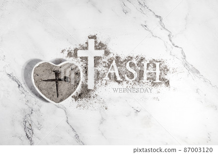 Ash wednesday, crucifix made of ash, dust as christian religion. Lent beginning Ash wednesday, crucifix made of ash, dust as christian religion. Lent beginning 87003120