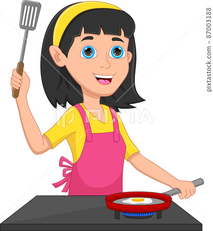 cute girl cooking in the kitchen cute girl cooking in the kitchen 87003188