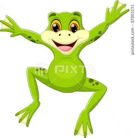 cute frog jumping cartoon isolated on white background cute frog jumping cartoon isolated on white background 87003231