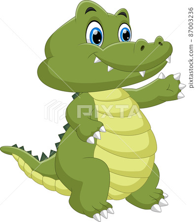 cartoon cute baby crocodile waving on white background cartoon cute baby crocodile waving on white background 87003236