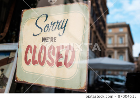 SORRY WE'RE CLOSED shop window door notice board 87004513