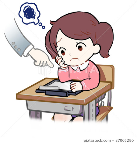 擔心上課的小學生平板電腦女孩 擔心上課的小學生平板電腦女孩 87005290