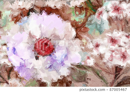 Abstract beautiful oil painting flower vintage illustration 87005467