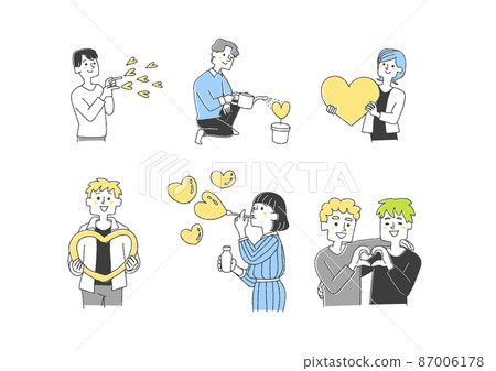 Concept art of people who share, dedicate, and nurture love Comical handwritten person 87006178