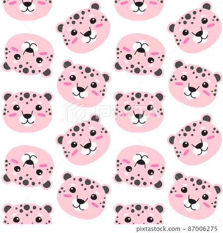 Vector seamless pattern of pink leopard face Vector seamless pattern of pink leopard face 87006275