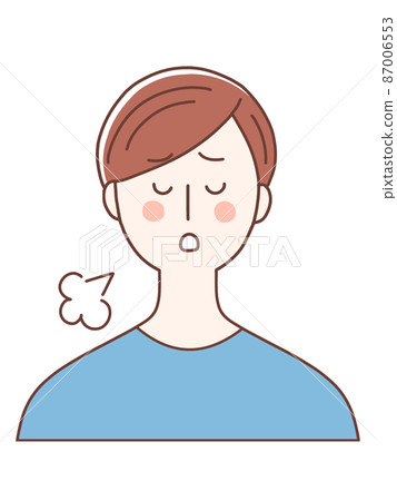 A sighing man in blue clothes - Stock Illustration [87006553] - PIXTA