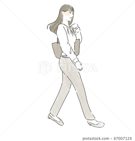 行走的女人水彩長棕色 87007128