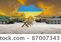 Russia-Ukraine tensions escalate at border. , 3D rendering. 87007343