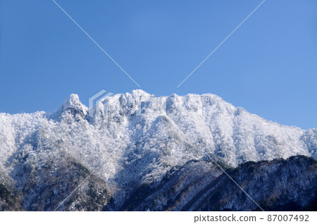 從觀音平眺望稻村岳、大日岳、八里谷屋[奈良縣吉野郡天川村] 87007492